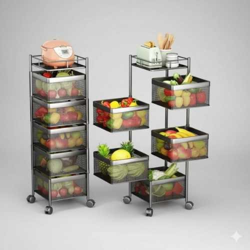 5 LAYER SQUARE Shape Kitchen Rack (2) 5 LAYER SQUARE Shape Kitchen Rack