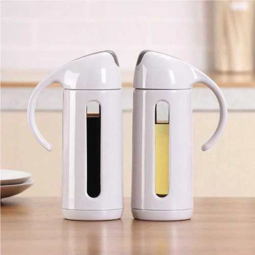 Automatic Flip Oil Dispenser, Glass Oil Bottle, Spice Oil Jar, Soy Sauce Dispenser, Vinegar Bottle, Kitchen Accessories, Oil and Seasoning Storage, Flip Cap Oil Jar, Condiment Bottle, Cooking Oil Dispenser
