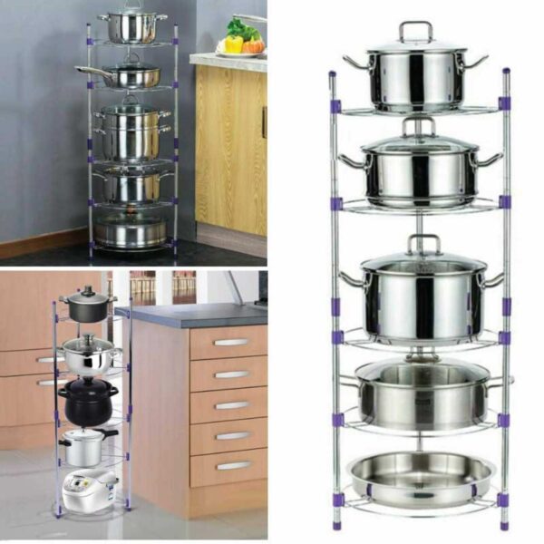 Super Pot Stand, 5 Layer Pot Organizer, kitchen pot stand, stainless steel pot rack, space saving pot organizer, cookware storage stand, kitchen organizer rack, durable pot holder, multipurpose kitchen stand, stylish kitchen rack