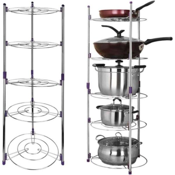 Super Pot Stand, 5 Layer Pot Organizer, kitchen pot stand, stainless steel pot rack, space saving pot organizer, cookware storage stand, kitchen organizer rack, durable pot holder, multipurpose kitchen stand, stylish kitchen rack