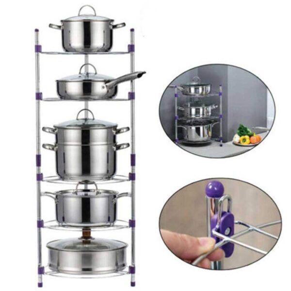 Super Pot Stand, 5 Layer Pot Organizer, kitchen pot stand, stainless steel pot rack, space saving pot organizer, cookware storage stand, kitchen organizer rack, durable pot holder, multipurpose kitchen stand, stylish kitchen rack