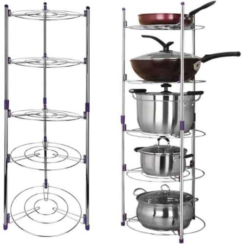 Super Pot Stand, 5 Layer Pot Organizer, kitchen pot stand, stainless steel pot rack, space saving pot organizer, cookware storage stand, kitchen organizer rack, durable pot holder, multipurpose kitchen stand, stylish kitchen rack